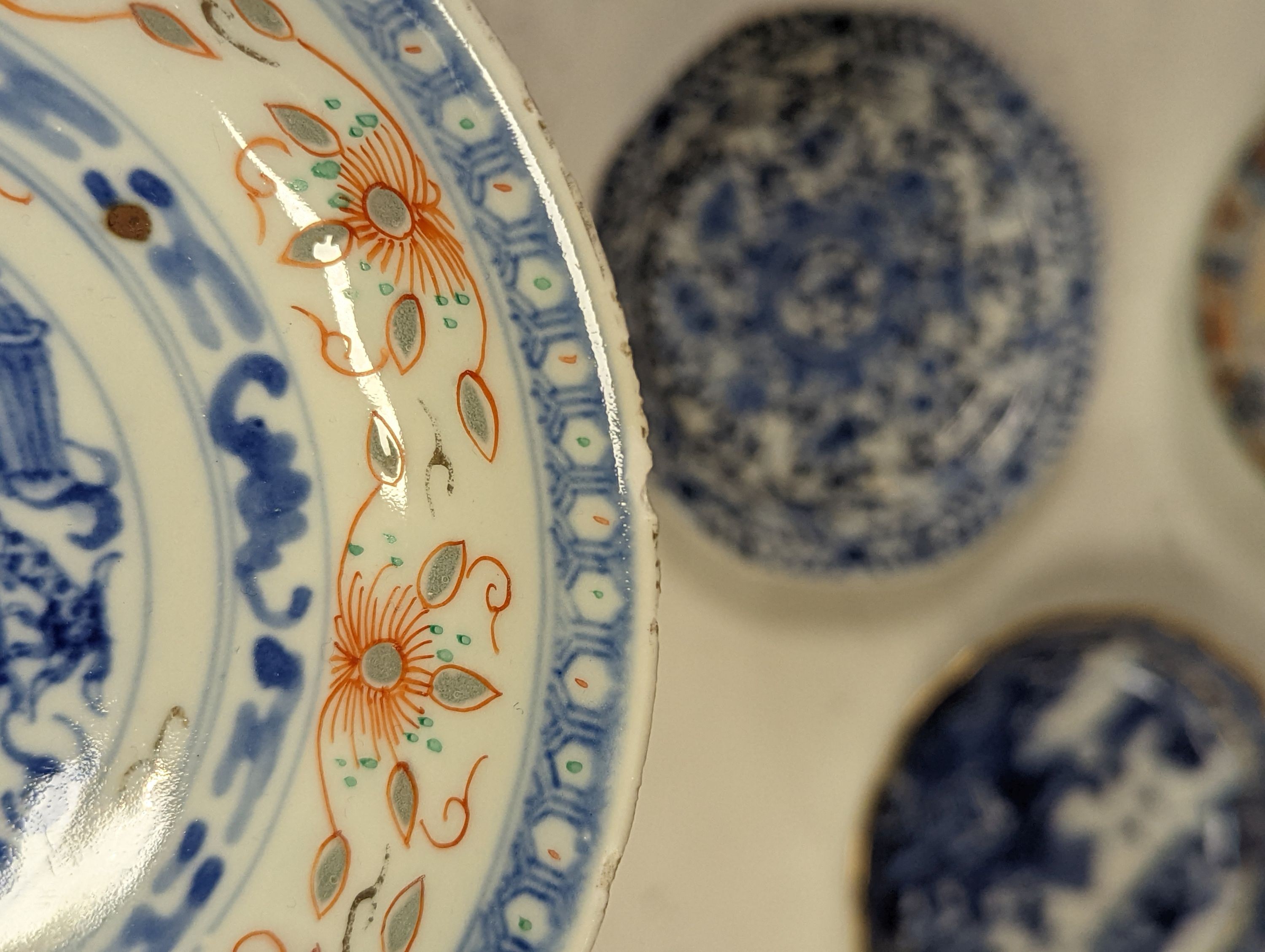 Ten various Chinese porcelain saucer dishes, largest 15cm